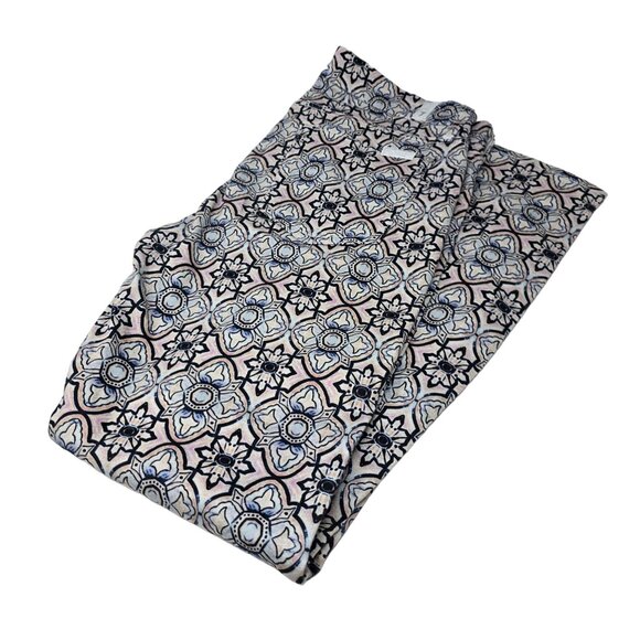 7 For All Mankind Pocket Jeggings White Blue Geometric Zip Button Skinny Jeans‎ - Picture 1 of 8